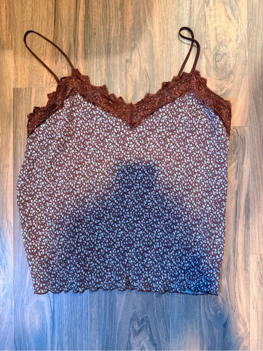Nordstrom Rack Brown Floral Lace Trim Cami Top — Size XL
